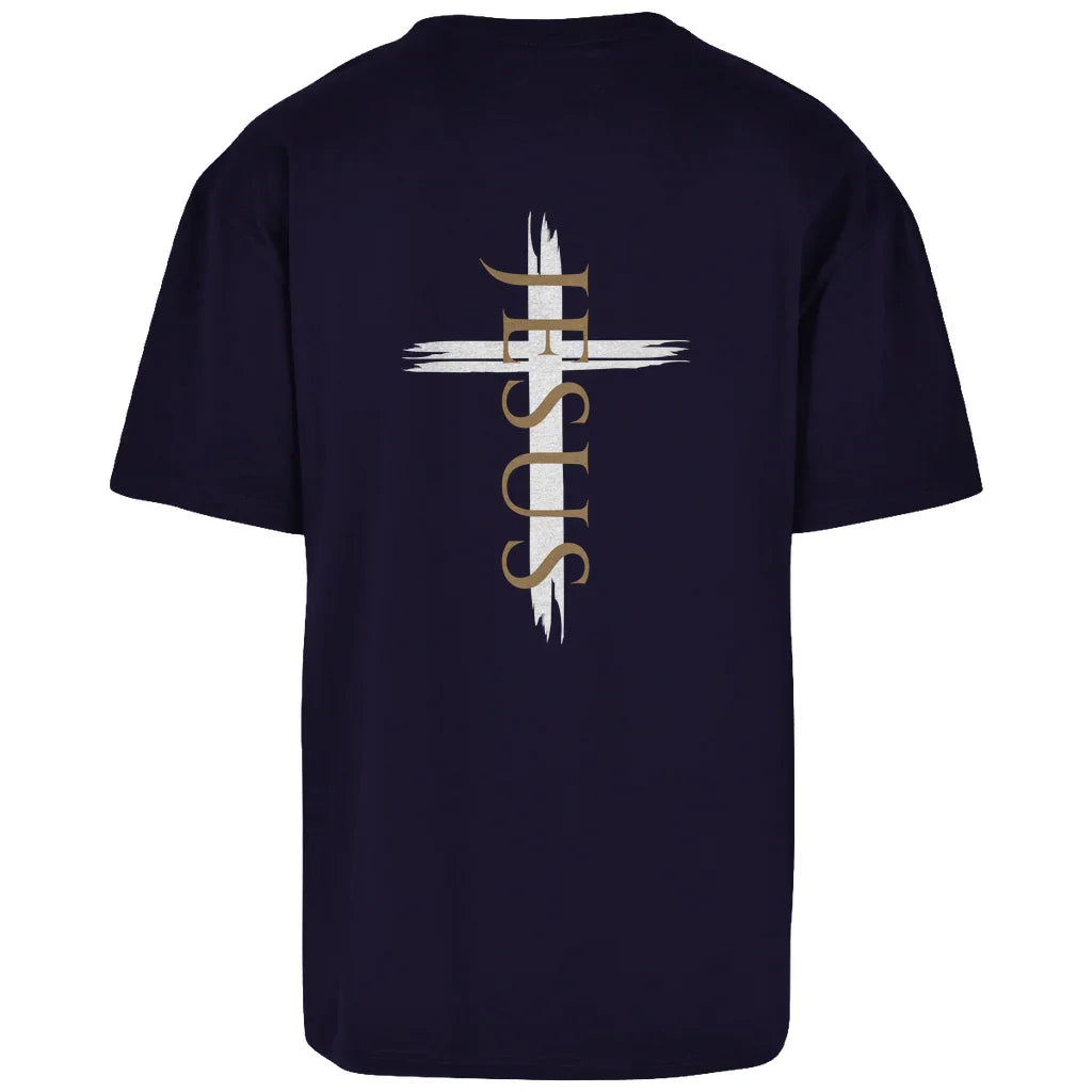 Oversize T-Shirt Jesus Kreuz (schwarz) - by-grace.store