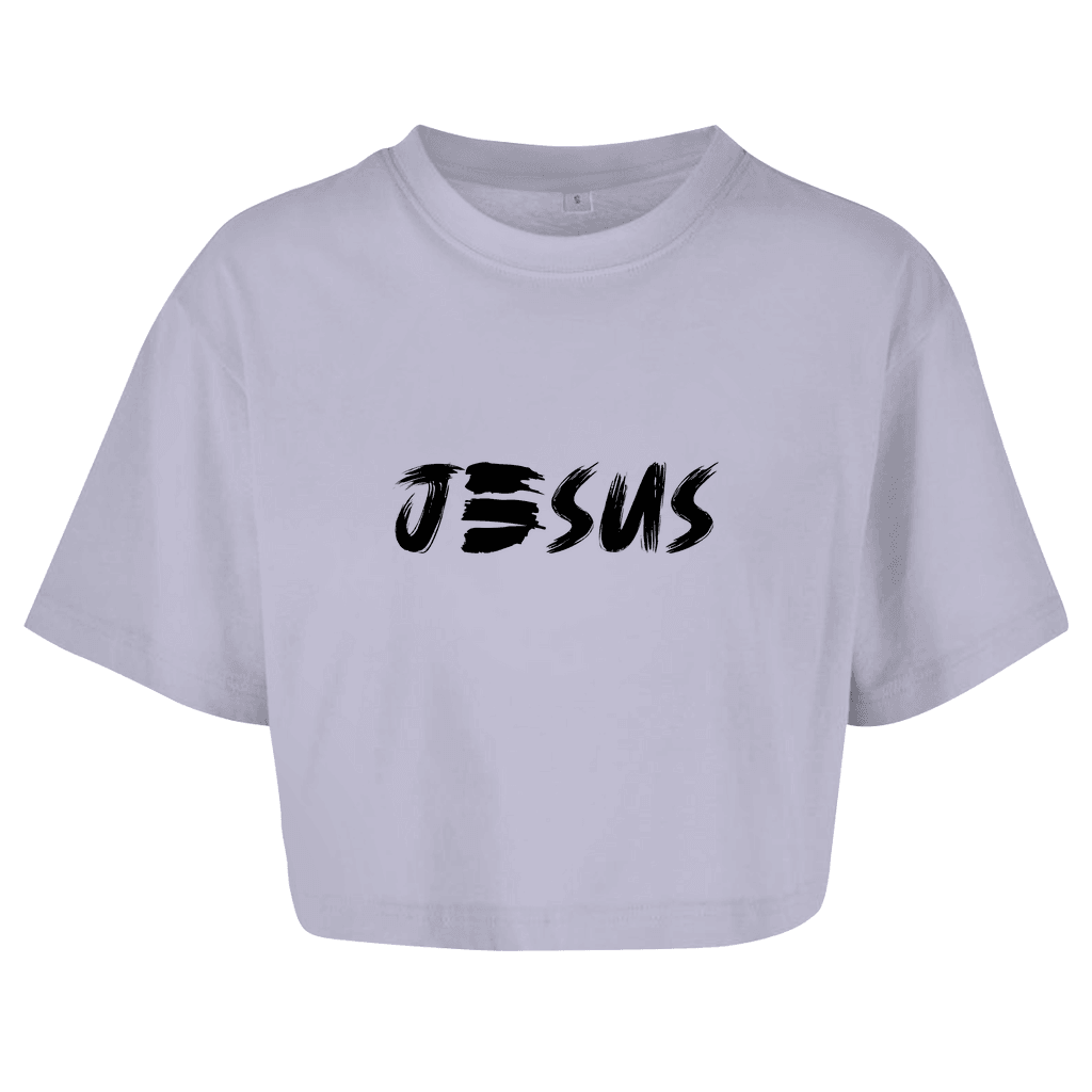 Damen Oversize Crop Top "JESUS" - by-grace.store