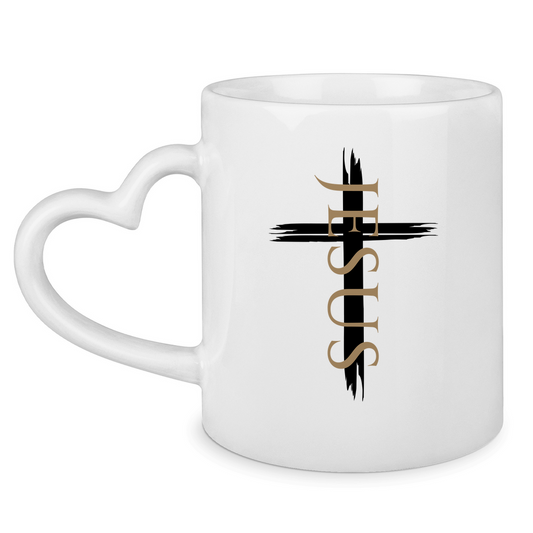 Tasse mit Herzhenkel "Jesus Kreuz" - by-grace.store