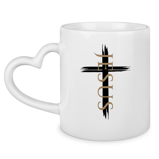 Tasse mit Herzhenkel "Jesus Kreuz" - by-grace.store
