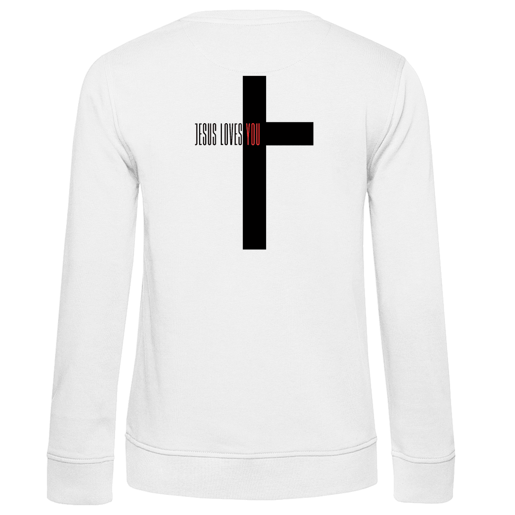 Damen Premium Bio Sweatshirt "Jesus loves you" - by-grace.store