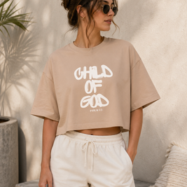 Child of God Oversize Crop Top Damen – Christliches T-Shirt