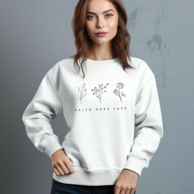 Damen Premium Bio Sweatshirt "Faith,Hope,Love" - by-grace.store