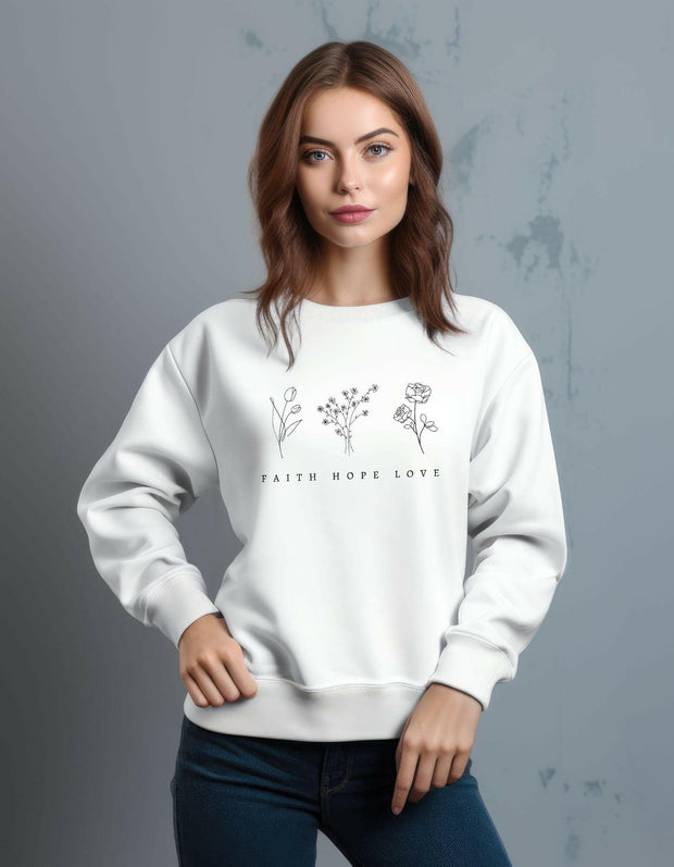 Damen Premium Bio Sweatshirt "Faith,Hope,Love" - by-grace.store