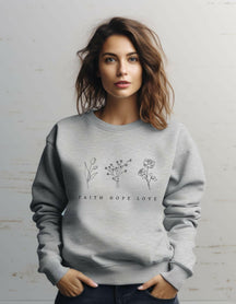 Damen Premium Bio Sweatshirt "Faith,Hope,Love" - by-grace.store