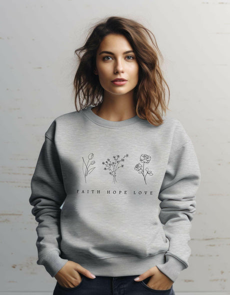 Damen Premium Bio Sweatshirt "Faith,Hope,Love" - by-grace.store