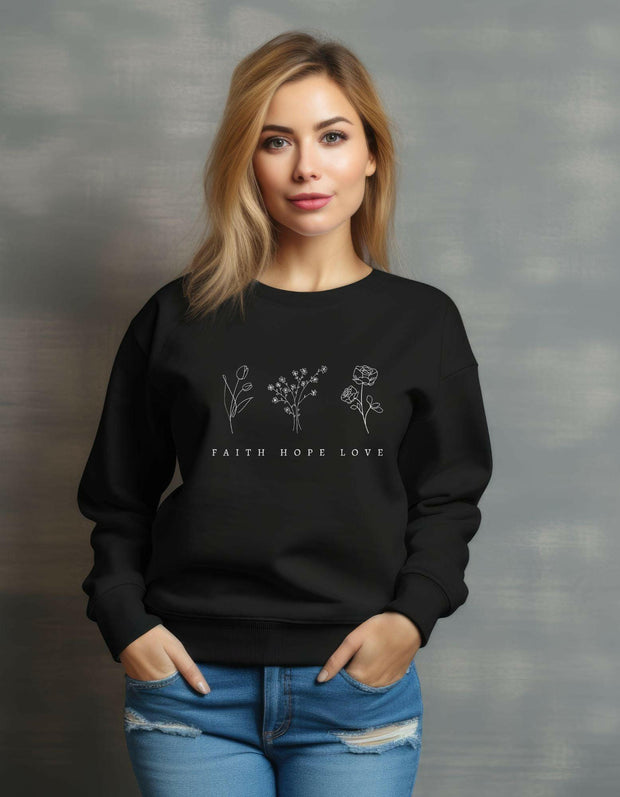 Damen Premium Bio Sweatshirt "Faith,Hope,Love" - by-grace.store