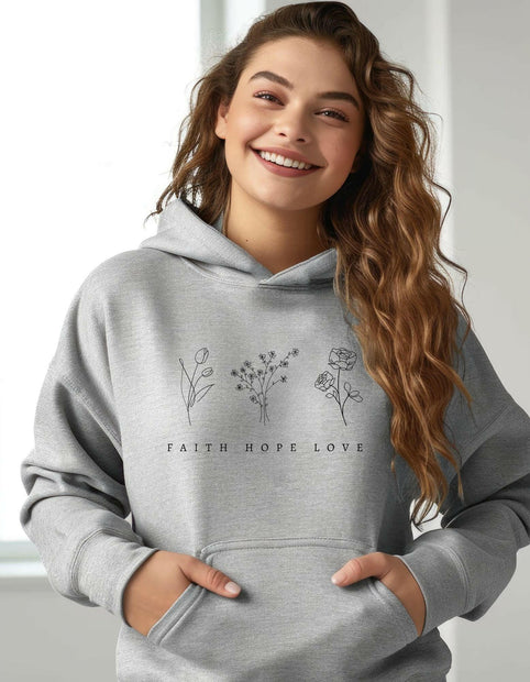 Damen Premium Bio Hoodie "Faith,Hope,Love" - by-grace.store