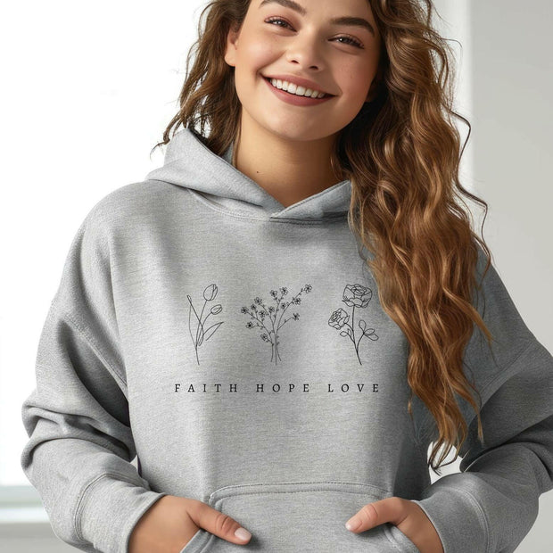 Damen Premium Bio Hoodie "Faith,Hope,Love" - by-grace.store