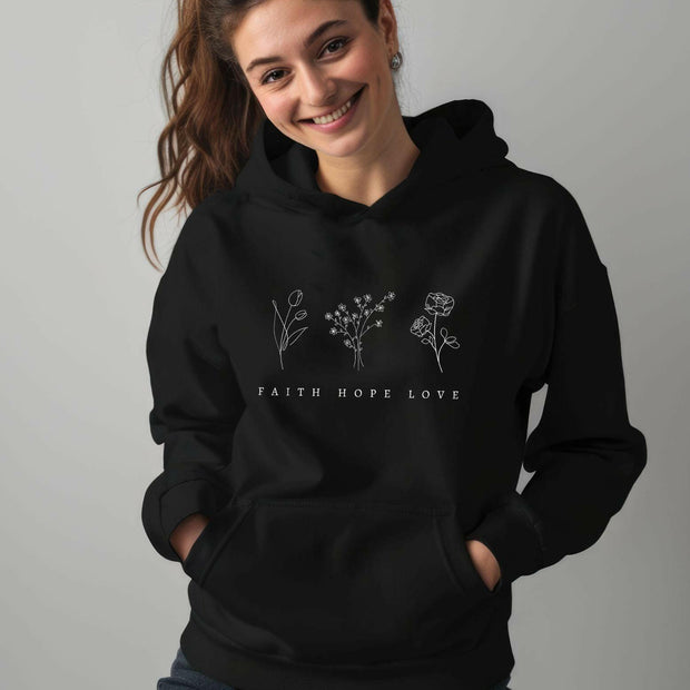 Damen Premium Bio Hoodie "Faith,Hope,Love" - by-grace.store
