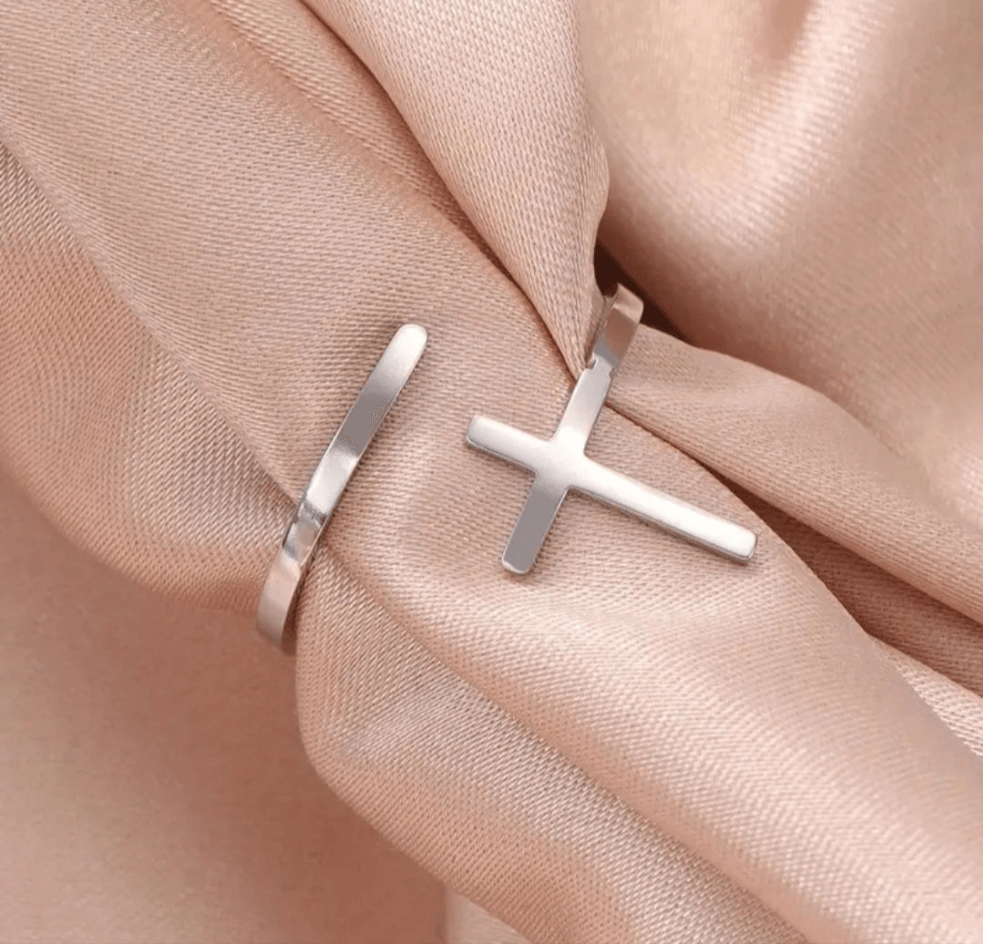 Eleganter verstellbarer Kreuzring - by-grace.store