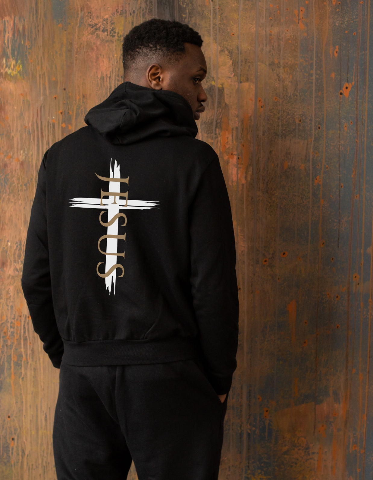 Herren Hoodie „Jesus Kreuz“ – Christlicher Kapuzenpullover mit Kreuz | by-grace.store