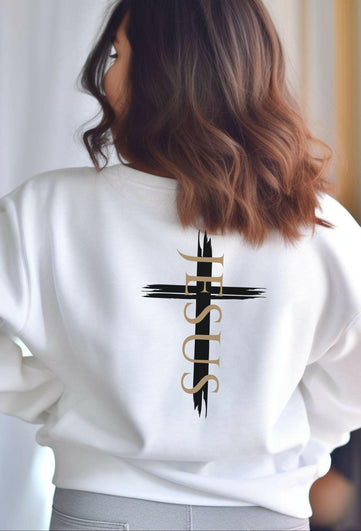 Damen Premium Bio Sweatshirt "Jesus Kreuz" - by-grace.store