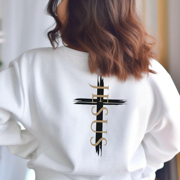 Damen Premium Bio Sweatshirt "Jesus Kreuz" - by-grace.store