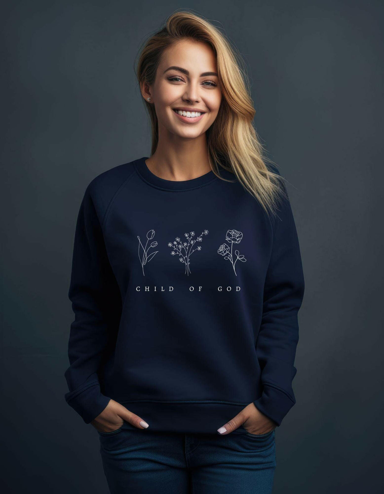 Damen Premium Bio Sweatshirt "Child of God" - by-grace.store