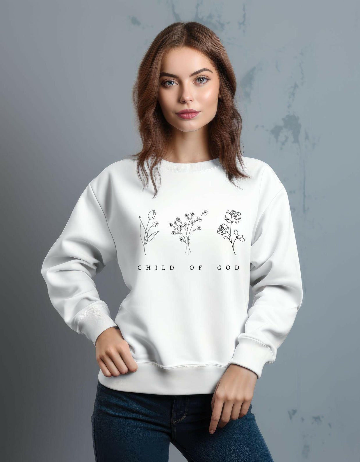Damen Premium Bio Sweatshirt "Child of God" - by-grace.store