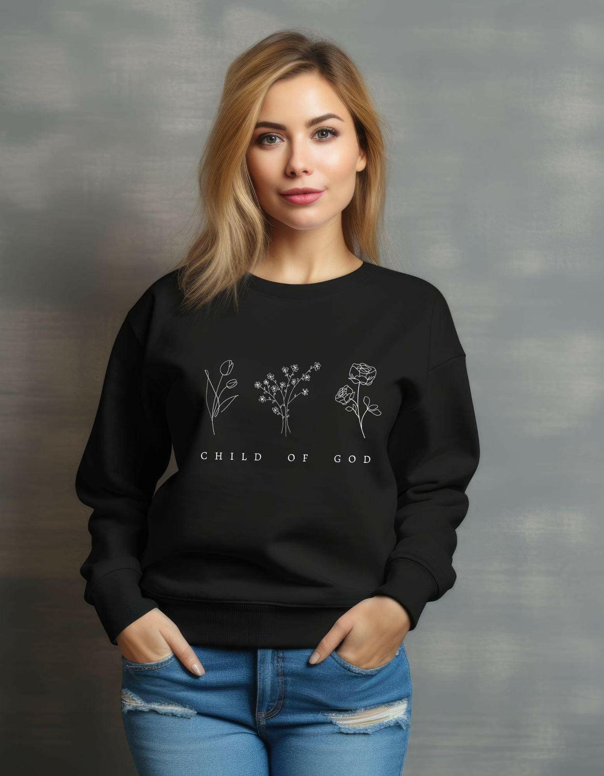 Damen Premium Bio Sweatshirt "Child of God" - by-grace.store