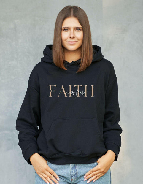 Damen Premium Bio Hoodie "Faith over Fear" - by-grace.store