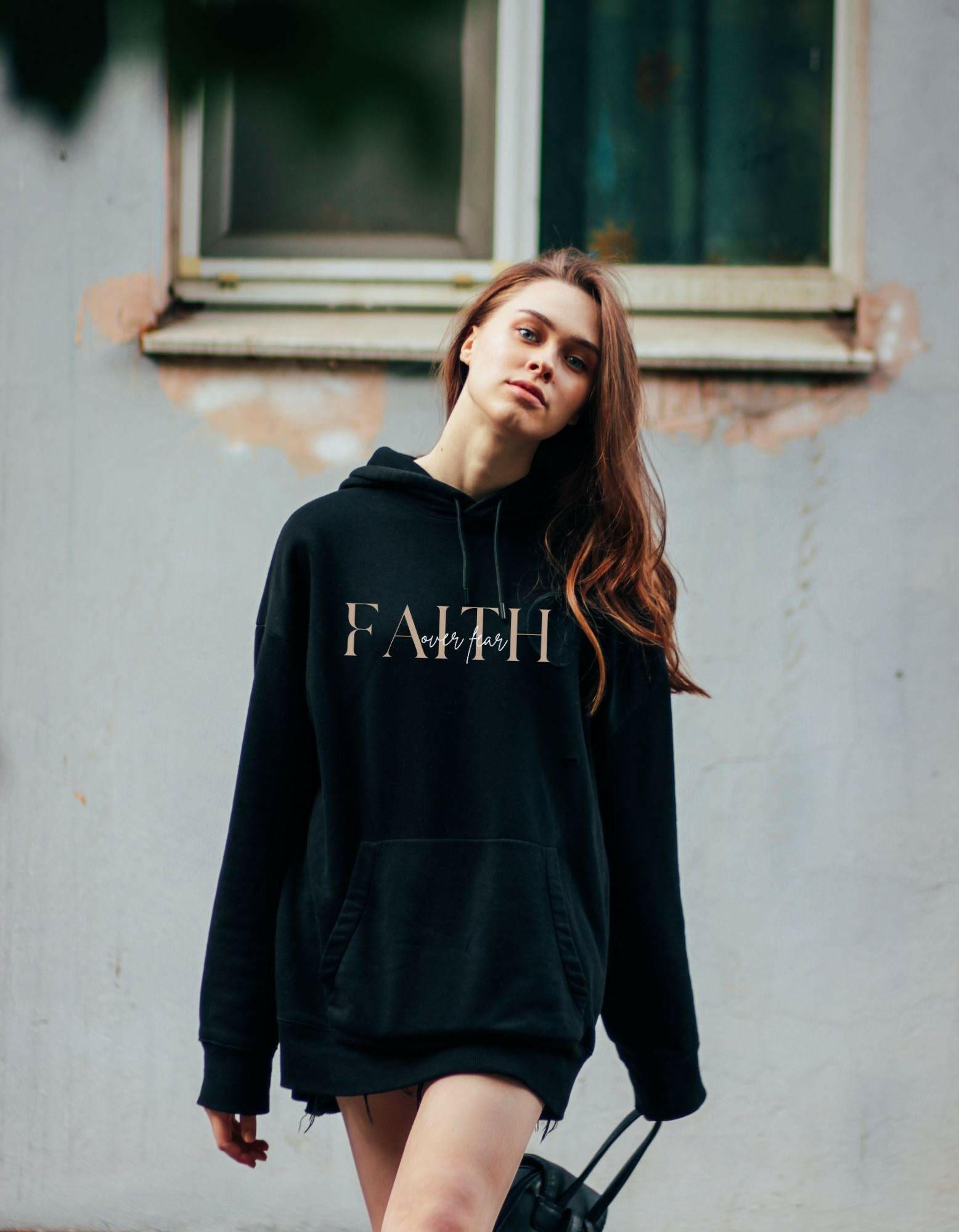 Unisex Oversize Hoodie "Faith over Fear" - by-grace.store