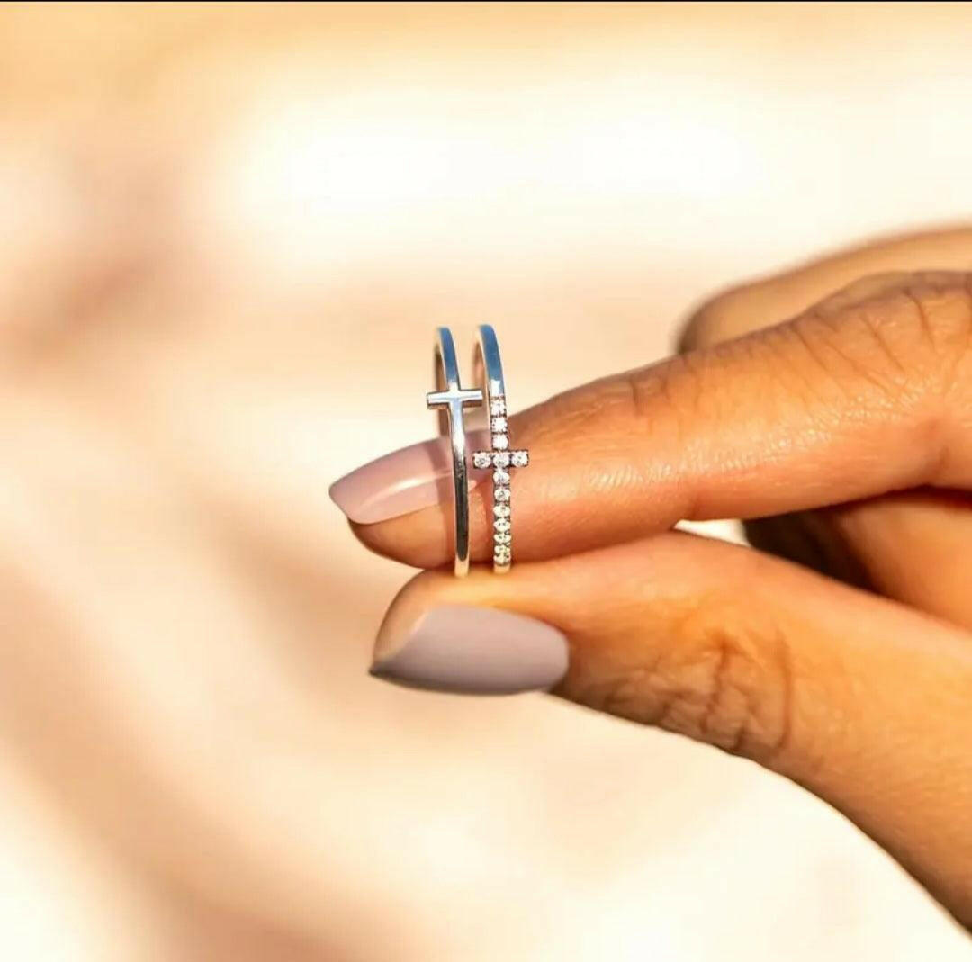 Doppelring Kreuz, Zierkonia - by-grace.store