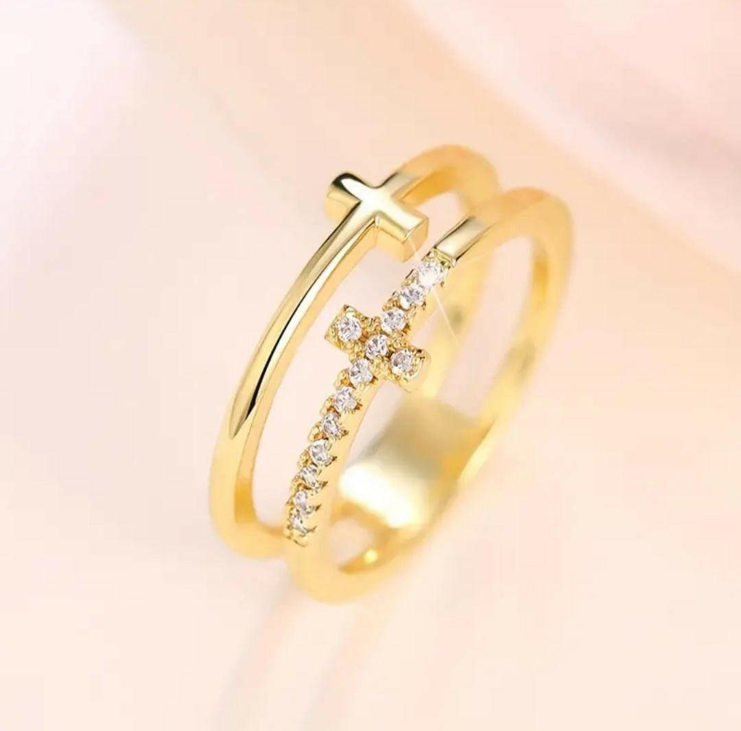 Doppelring Kreuz, Zierkonia - by-grace.store