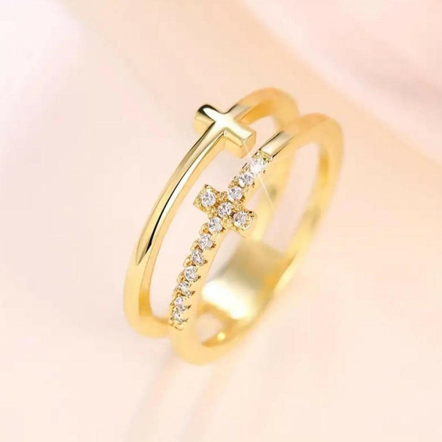 Doppelring Kreuz, Zierkonia - by-grace.store