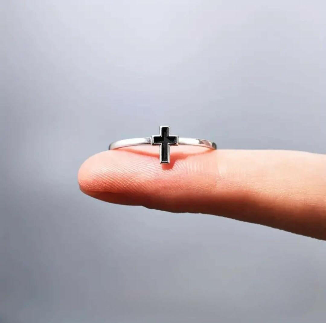 925er Silber Kreuzring - by-grace.store