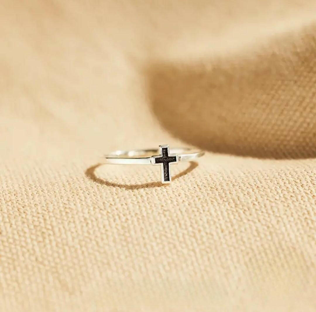 925er Silber Kreuzring - by-grace.store