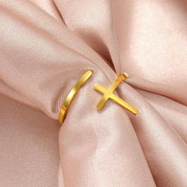 Eleganter verstellbarer Kreuzring - by-grace.store