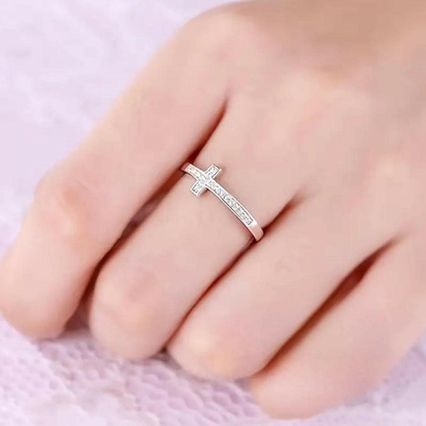 Kreuzring 925 Sterling Silber - by-grace.store