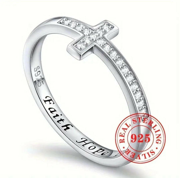 Kreuzring 925 Sterling Silber - by-grace.store