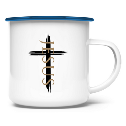 Emaille Tasse "Jesus Kreuz" - by-grace.store