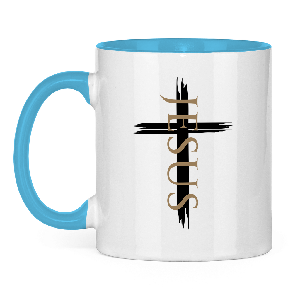 zweifarbige Keramiktasse "Jesus Kreuz" - by-grace.store