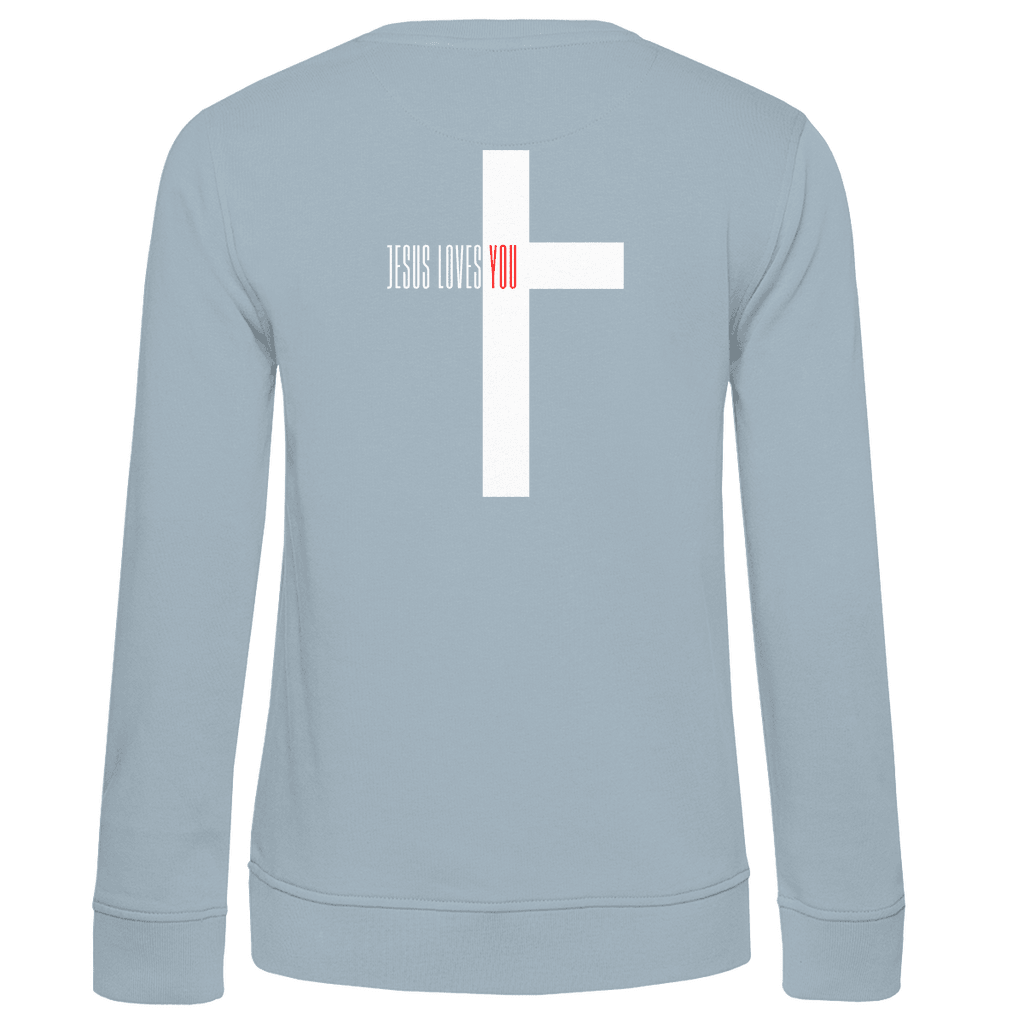 Damen Premium Bio Sweatshirt "Jesus loves you" - by-grace.store
