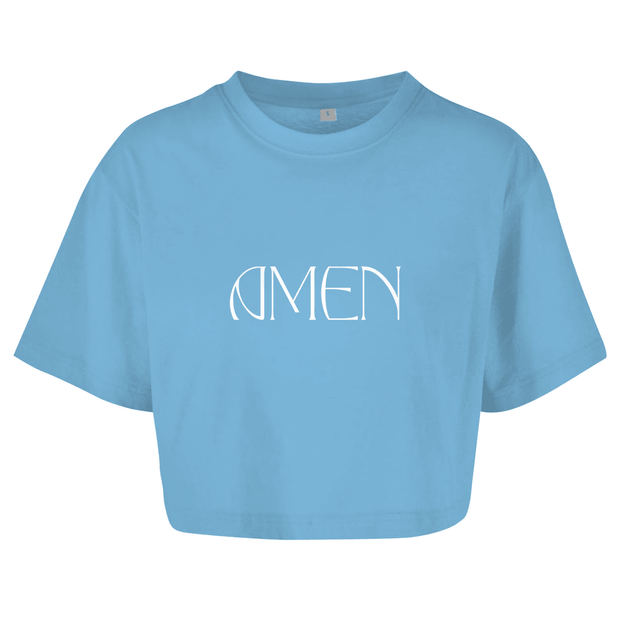 Damen Oversize Crop Top "Amen" - by-grace.store