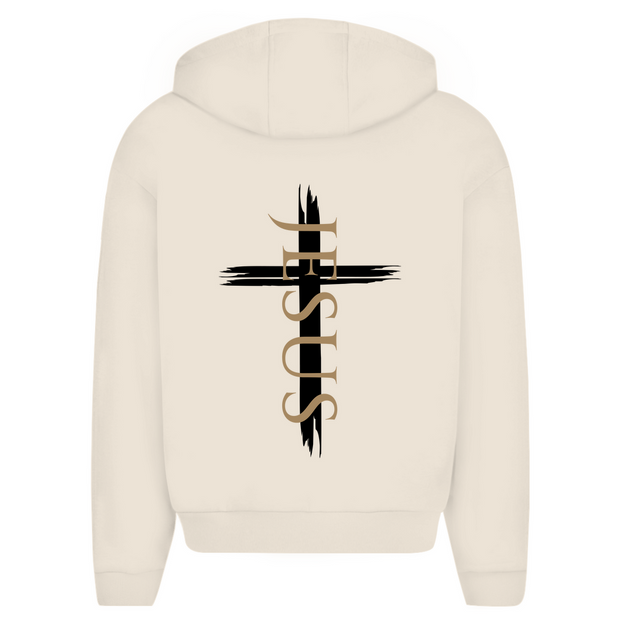 Herren Oversize Zipper Hoodie "Jesus Kreuz" - by-grace.store
