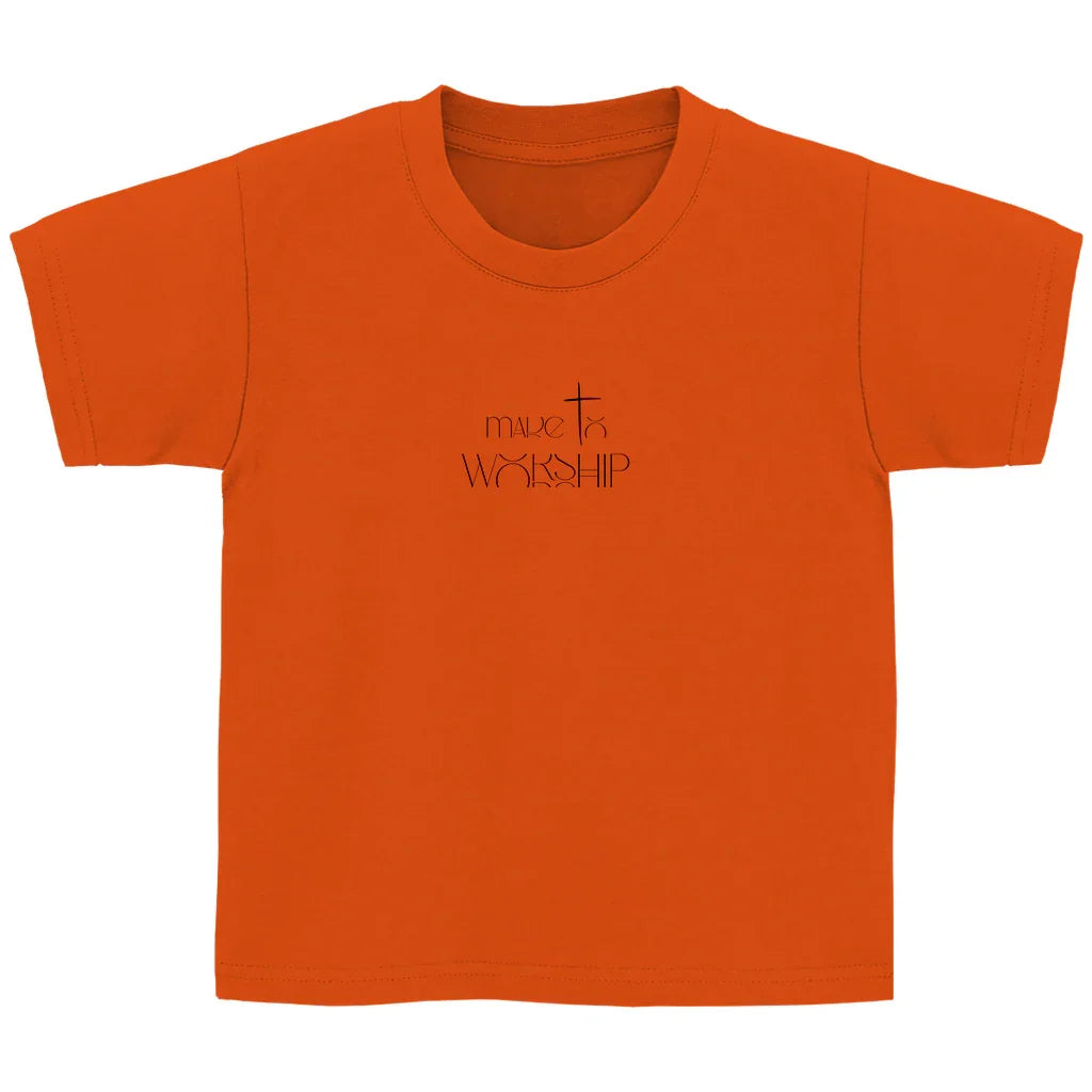 Kinder T-Shirt „Made to Worship“ – Christliches Musik-Shirt mit Kreuz & Klaviertasten | byGraceStore