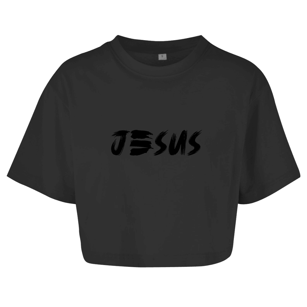 Damen Oversize Crop Top "JESUS" - by-grace.store
