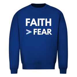Herren Sweatshirt Faith > Fear – Christliches Sweatshirt mit Glaubensbotschaft | by-grace.store