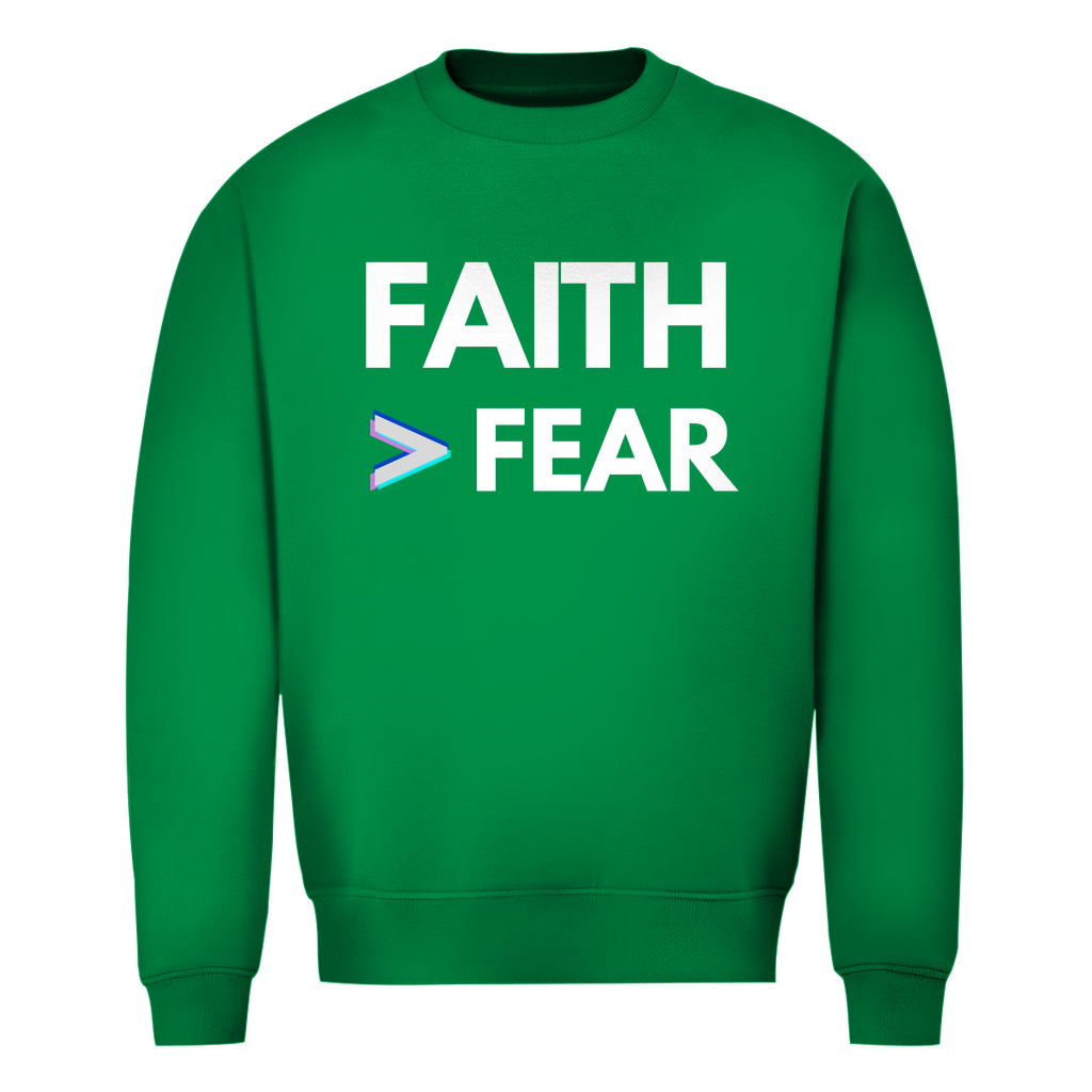 Herren Sweatshirt Faith > Fear – Christliches Sweatshirt mit Glaubensbotschaft | by-grace.store