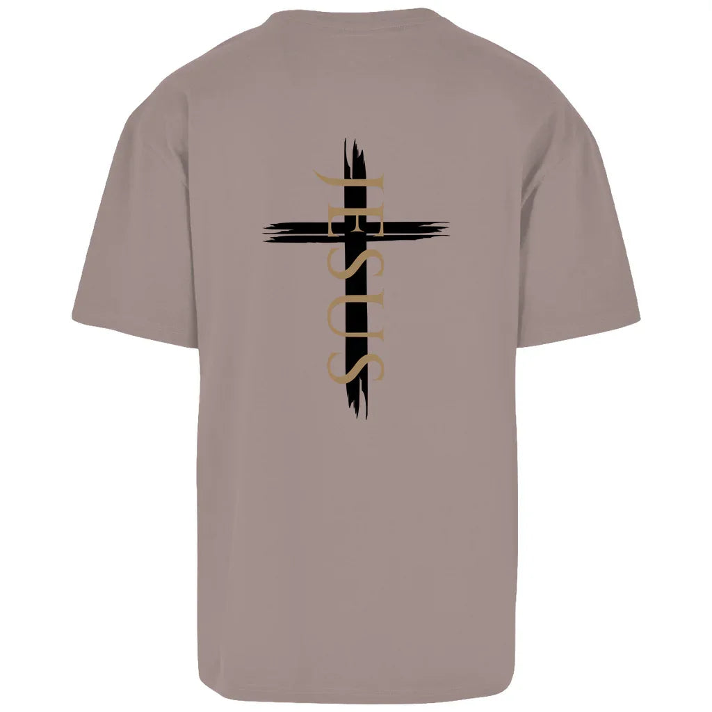 Oversize T-Shirt Jesus Kreuz (schwarz) - by-grace.store