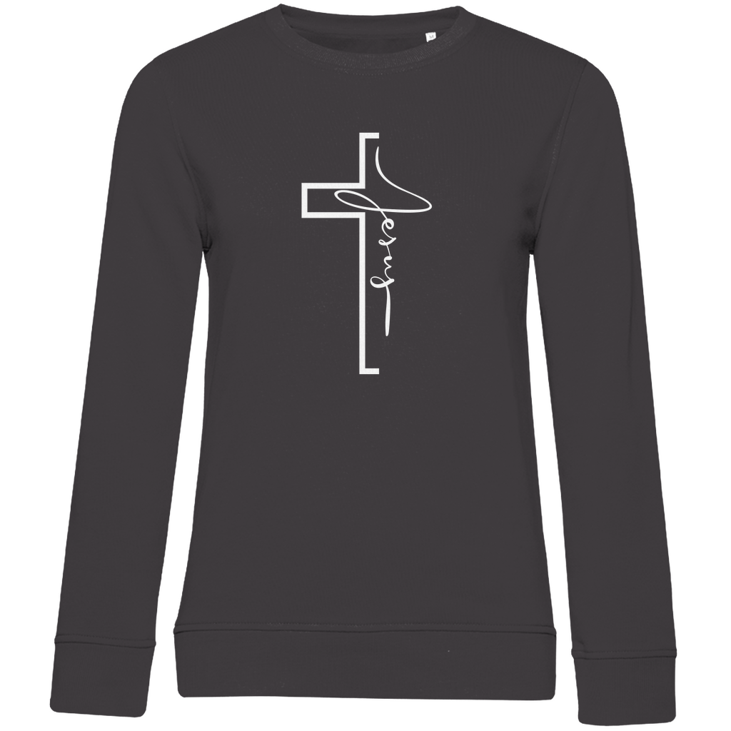 Damen Premium Bio Sweatshirt "Jesus Cross" - by-grace.store