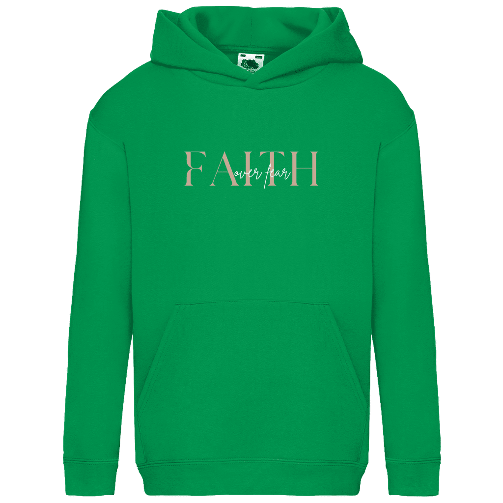 Kids Basic Hoodie "Faith over Fear" - by-grace.store