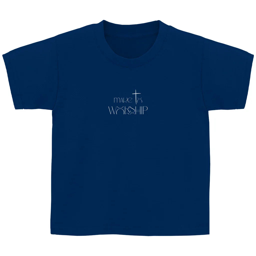 Kinder T-Shirt „Made to Worship“ – Christliches Musik-Shirt mit Kreuz & Klaviertasten | byGraceStore