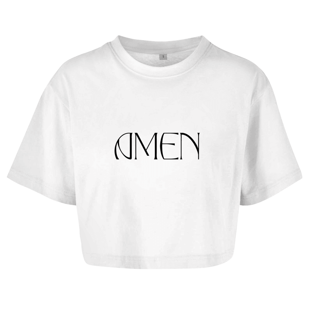 Damen Oversize Crop Top "Amen" - by-grace.store