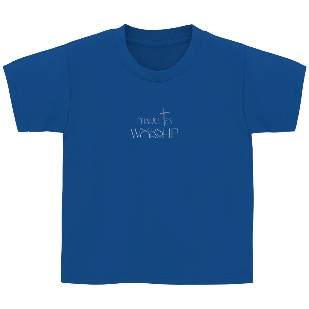 Kinder T-Shirt „Made to Worship“ – Christliches Musik-Shirt mit Kreuz & Klaviertasten | byGraceStore