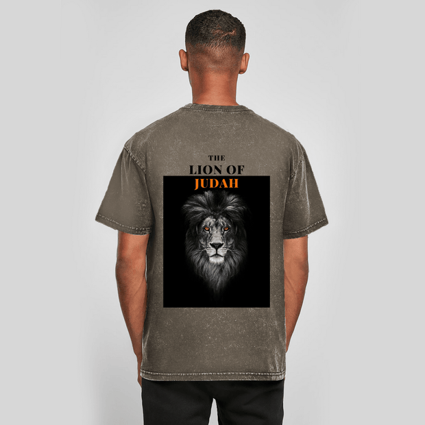 Oversize Washed T-Shirt "Lion of Judah" - by-grace.store