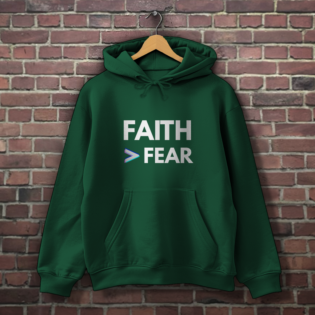Herren Hoodie Faith > Fear – Christlicher Hoodie mit Glaubensbotschaft | by-grace.store