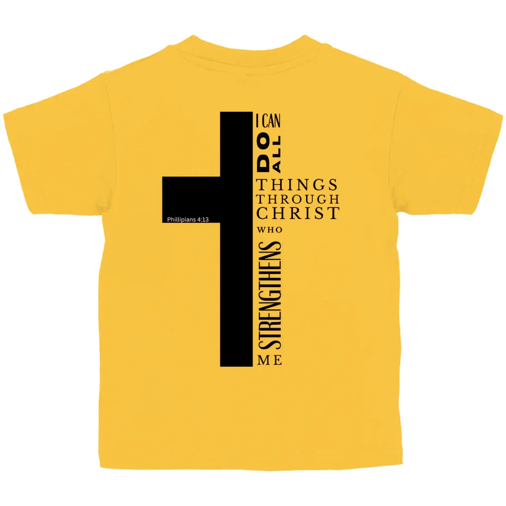 Kinder T-Shirt „I can do all“ – Christliches Bibelvers Shirt für Jungen & Mädchen | byGraceStore