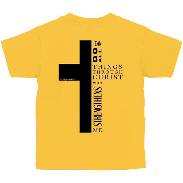 Kinder T-Shirt „I can do all“ – Christliches Bibelvers Shirt für Jungen & Mädchen | byGraceStore